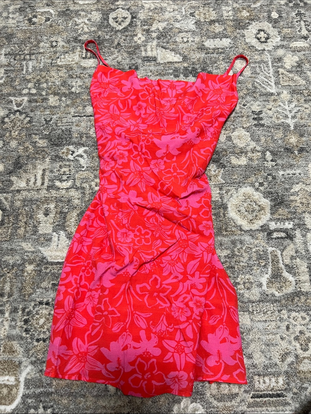 Charlie Holiday Red and Pink Floral Slip Mini Dress